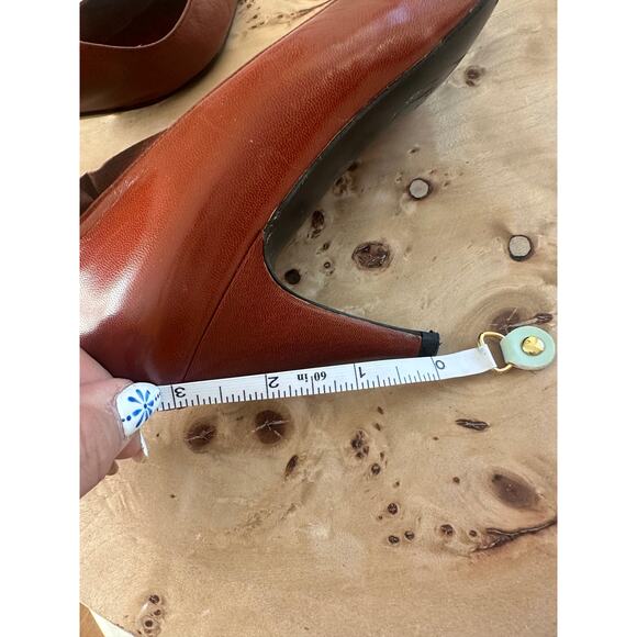 Sacha London Cameo Brown Faux Leather Heels Ruffle Trim Size 8.5 - Picture 8 of 8